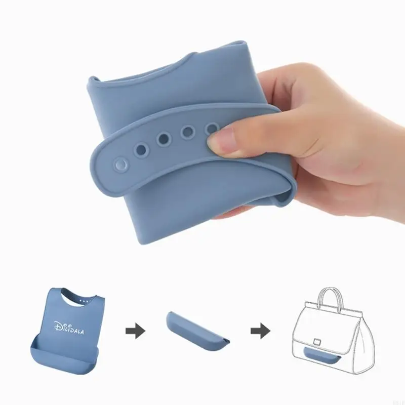 581F Silicone Bib Catcher Pocket Bib Elderly Aged Senior for Citizen Silicone Bi