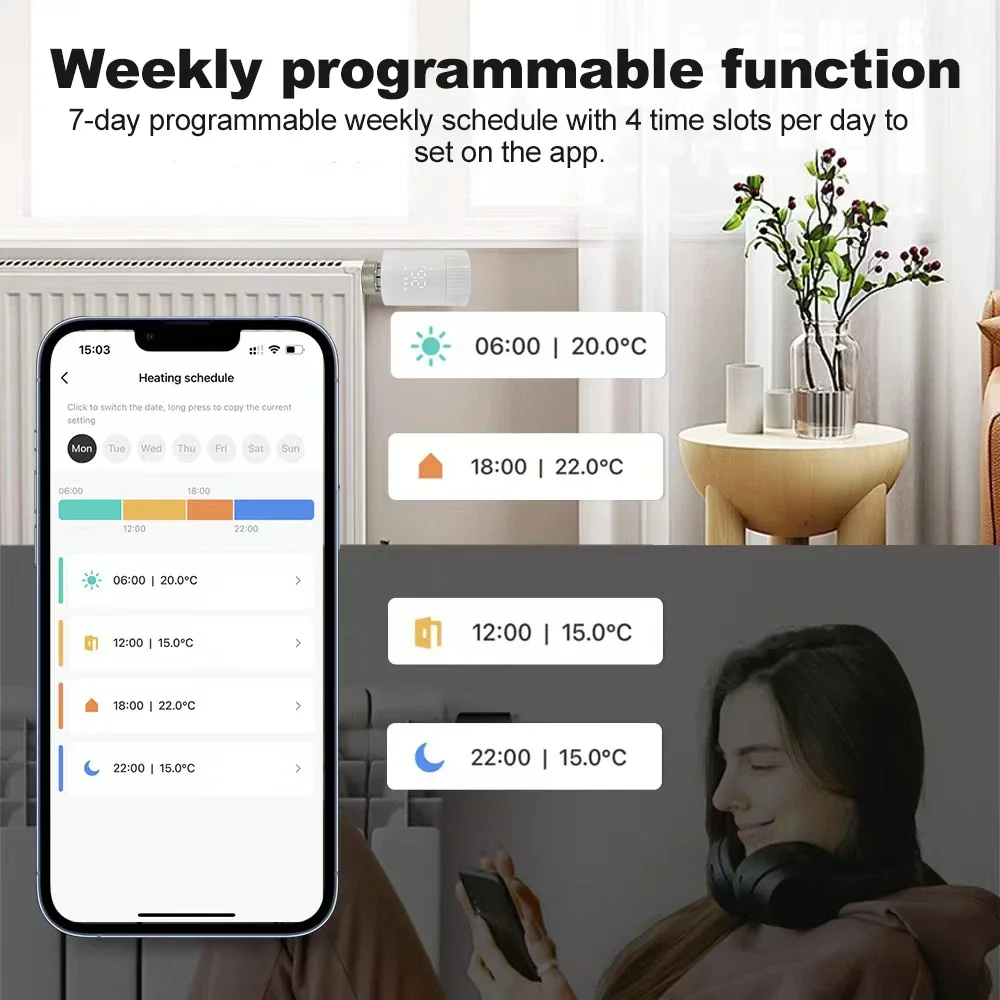 Tuya aktuator katup Radiator termostatik cerdas, Thermostat Remote Control nirkabel, Pemanas rumah, katup Radiator termostatik Cerdas WiFi, mendukung Alexa Google Home