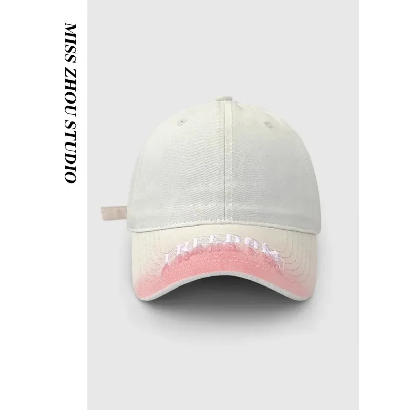 2024 New Fashion Gradual Change Color Letter Embroidered Baseball Cap Spring and Summer Sunshade Versatile Soft Top Women's Hats