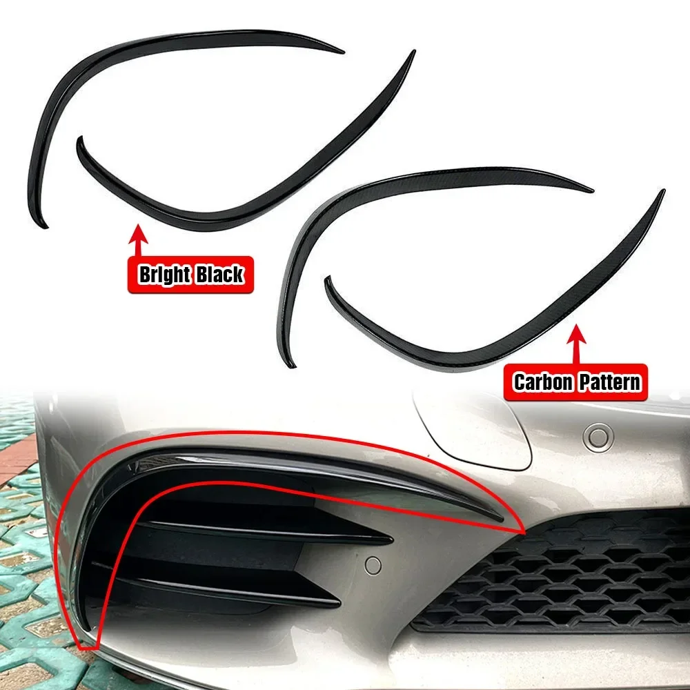 Car Front Side Bumper Fog Lamp Wind Knife Cover Trim Body Kit Tuning For Mercedes Benz C Class W205 C180 C200 C260 2019 2020+