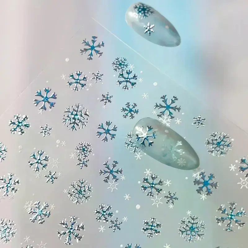 크리스마스 눈송이 네일 아트 스티커 만화 겨울 곰 데칼 DIY 새해 액세서리 네일 아트 장식 매니큐어 용품