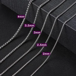 Skyrim Fashion Long Box Chain Necklace Stainless Steel Basic Punk 2-7mm Thick Chains Jewelry Gift for Men Women Wholesale