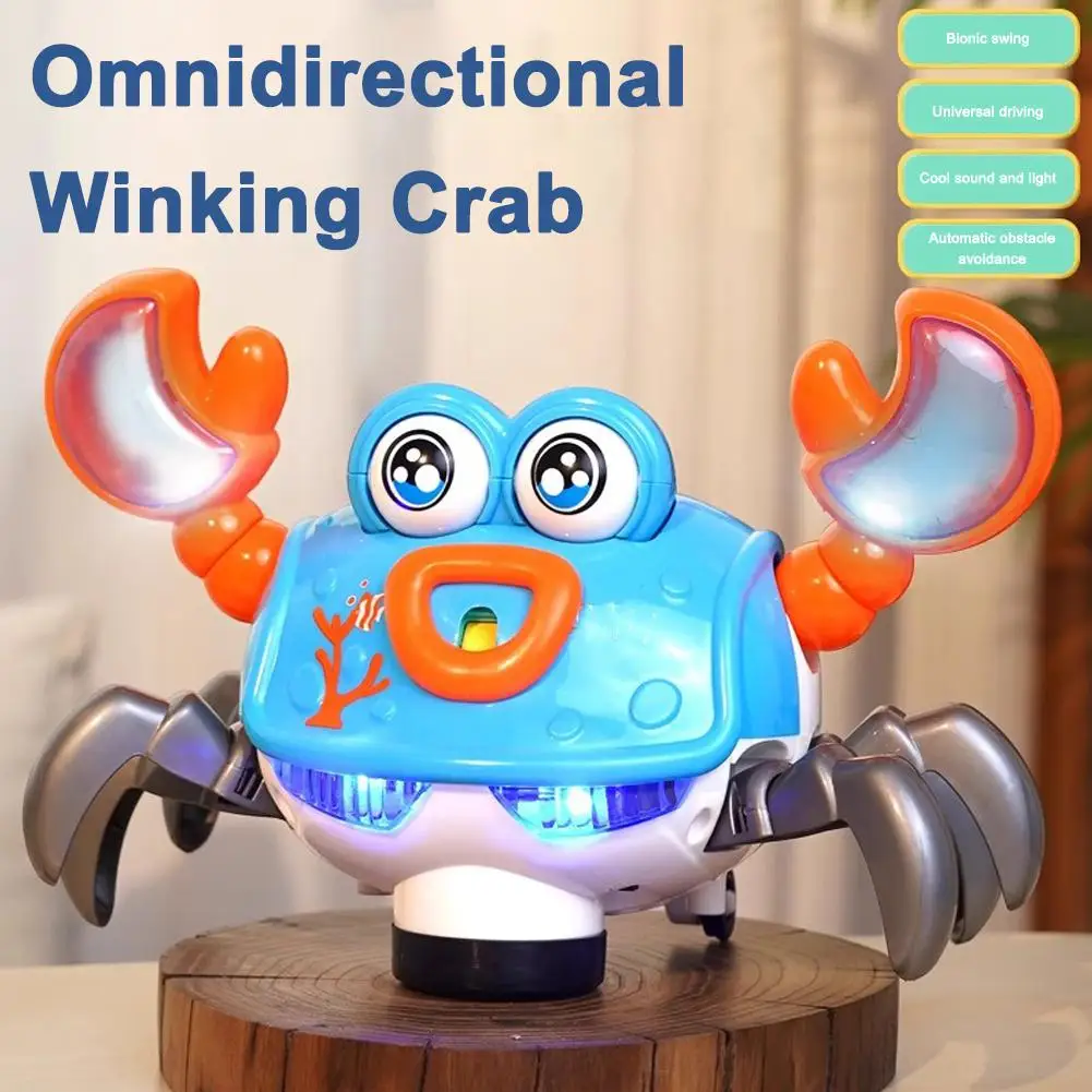 Jouet crabe de marche, Robot mobile à Direction intelligente avec yeux clignotants, 8 chansons, lumière musicale, roue omnidirectionnelle électrique 360 pour cascadeurs