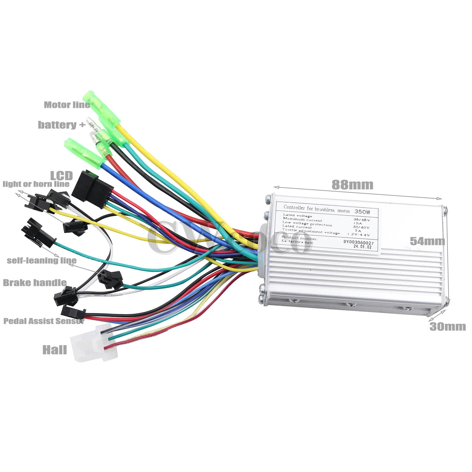 Electric Scooter 36V/48V 350W Intelligent Brushless Controller QS-S4 5-pin SM Plug LCD Display For Electric Bicycles Scooter