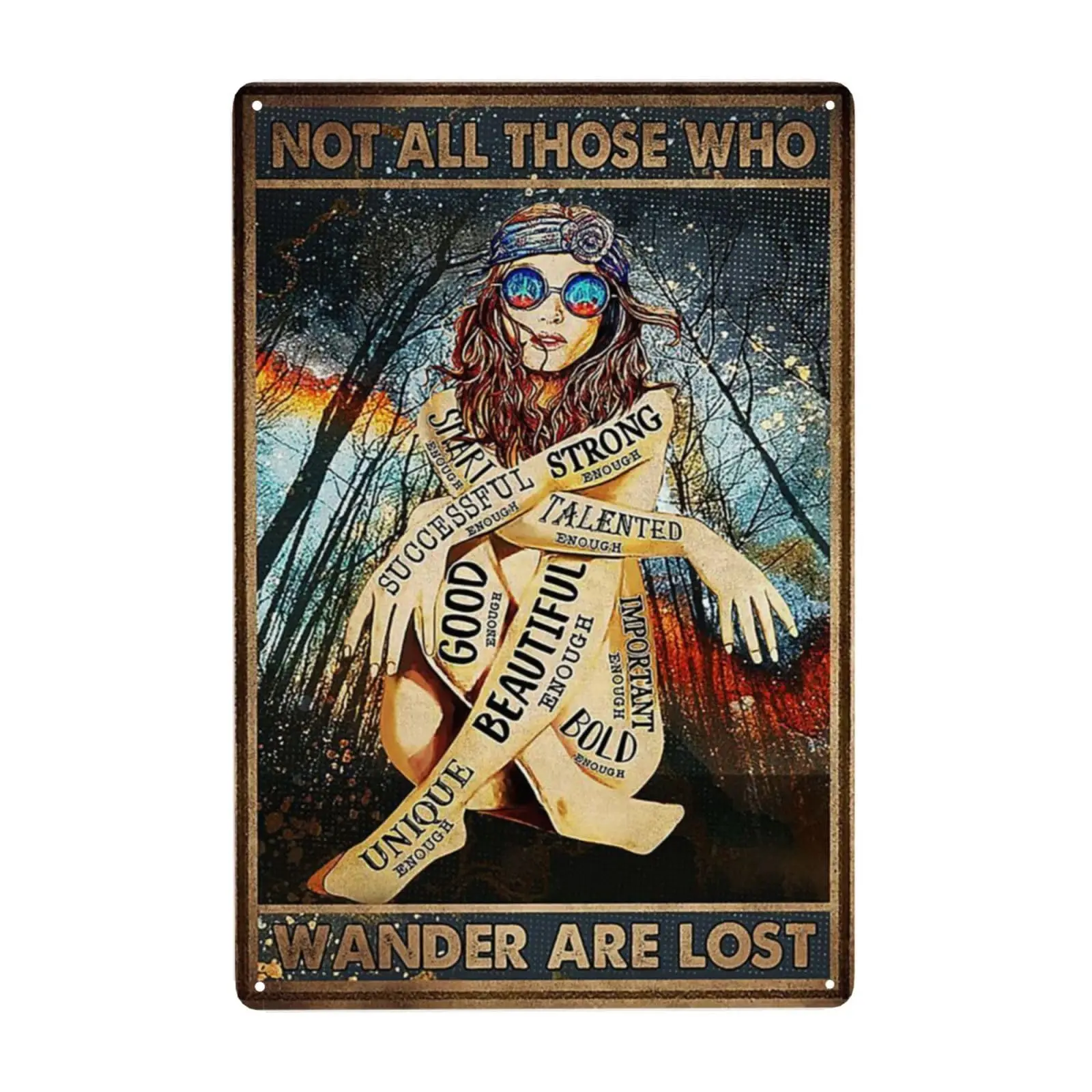 Vintage Retro Tin Sign, Hippie Girl Not All Those Who Wander are  Vintage, Home Decor/Lover Gifts/Wall Decor Art Sign 8