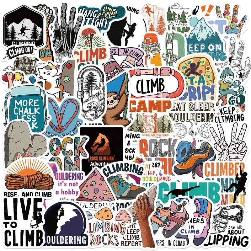 10/30/50PCS Cartoon Rock Climbing PVC Sticker Aesthetic Decoration Scrapbooking DIY Laptop Luggage Skateboard Supplies