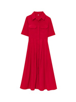 TRAF Women High Street Casual Dress 2025 Summer Women Short Sleeve Long Dresses Fashion Red Women's Party Dresses