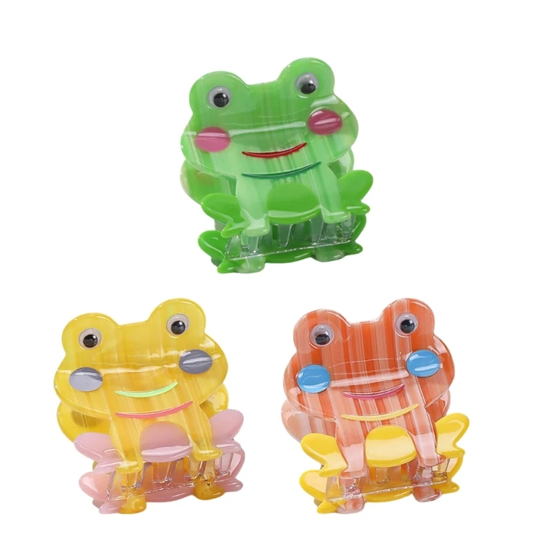 

652F Hair Claw Clip Princess Theme Hair Claw Clamp Lovely Frogs Hair Barrettes Strong Hold Hairpin for Girls