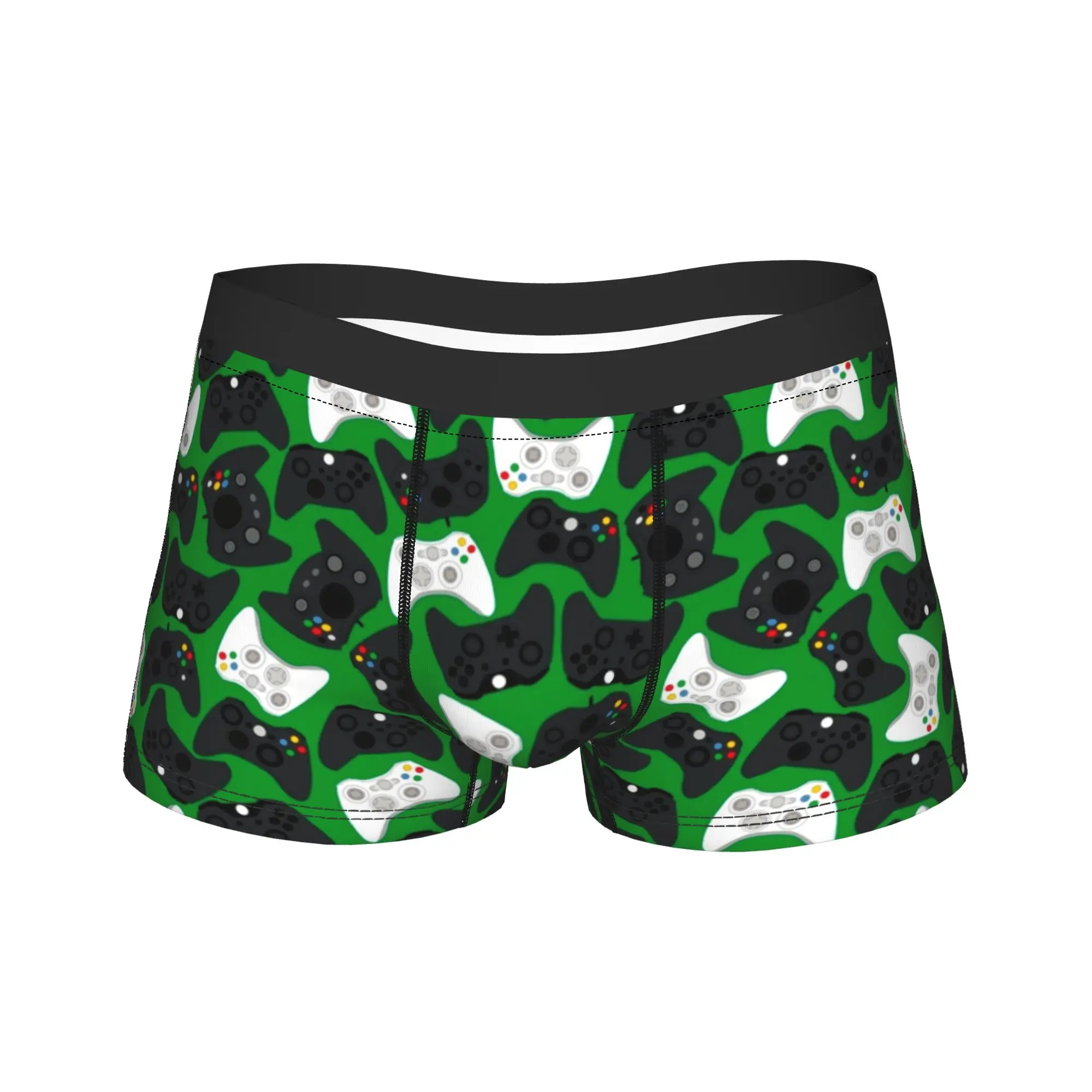 Man Game Controller Pattern Long Underwear  Funny Boxer Briefs Shorts Panties Male Polyester Underpants Plus Size