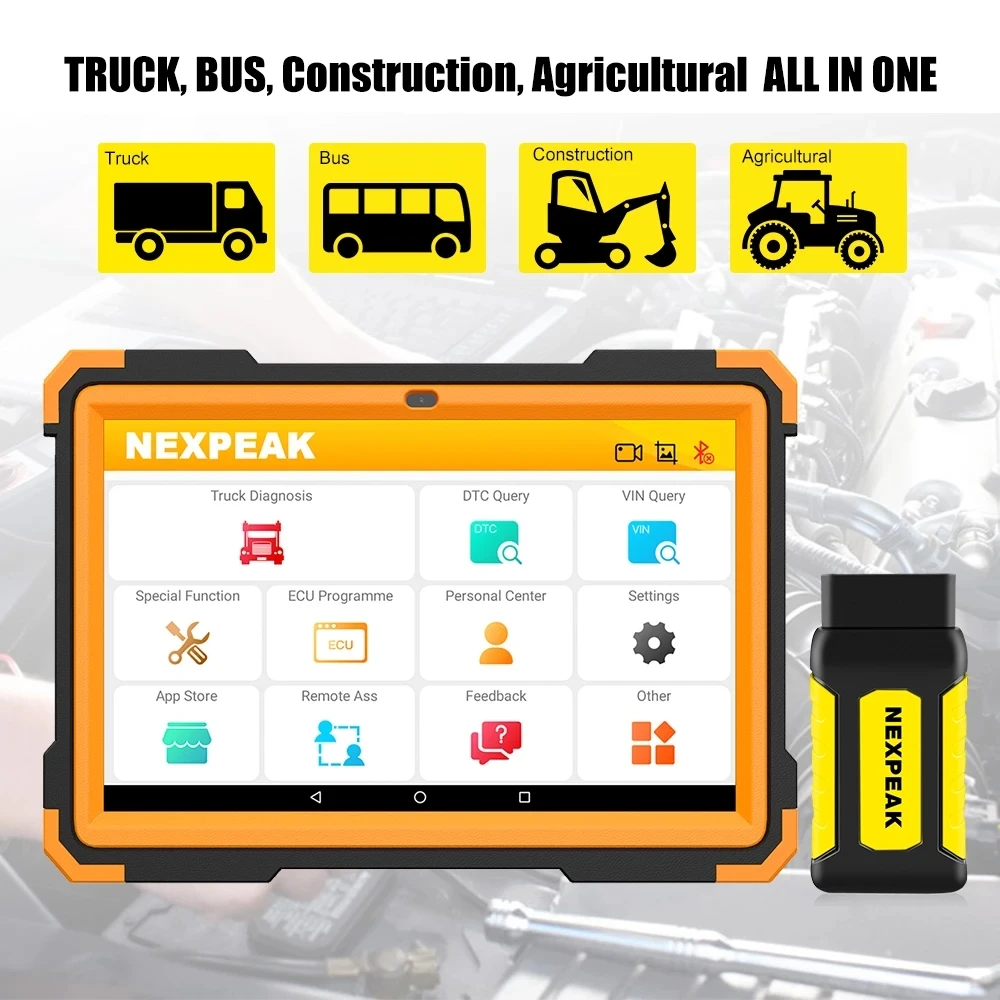 NEXPEAK K2 Heavy Truck Diagnostic Scanner Tool OBD2 VCI Full System Diagnostic Device For Truck Tractor DPF Cluster Calibration