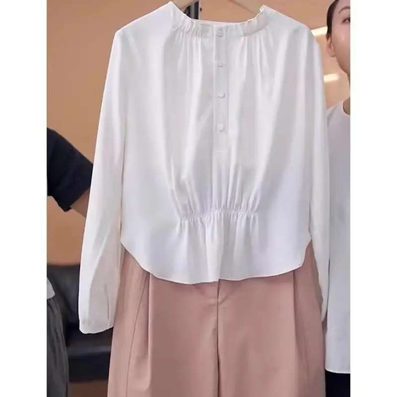 

Ladies' Beautiful Lace irt Long Sve Early Autumn plus Size Faionable Slimming Korean Sle Commute Wind Unique Small Top
