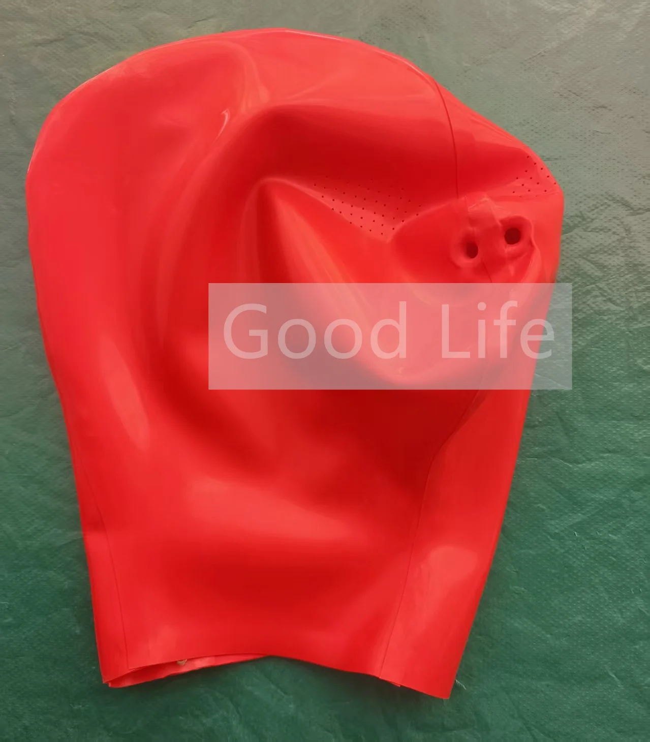 

Handmade Fetish Unisex Latex Mask Rubber Hood microperforated Eyes with Short Nose Tube Close Mouth Back Zip Cosplay Costumes