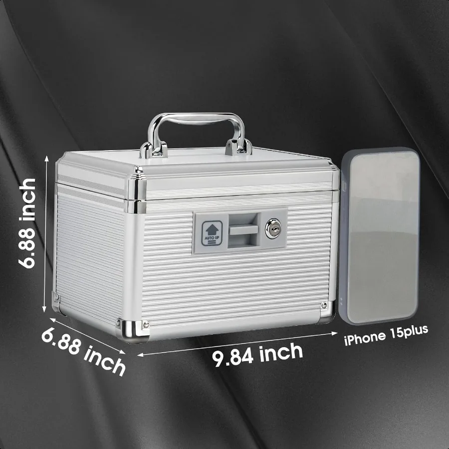 Medicine Lock Box with Key Alluminum Alloy Box for Medication First Aid Box with a Removeable Tray to Store Medicines Pills for