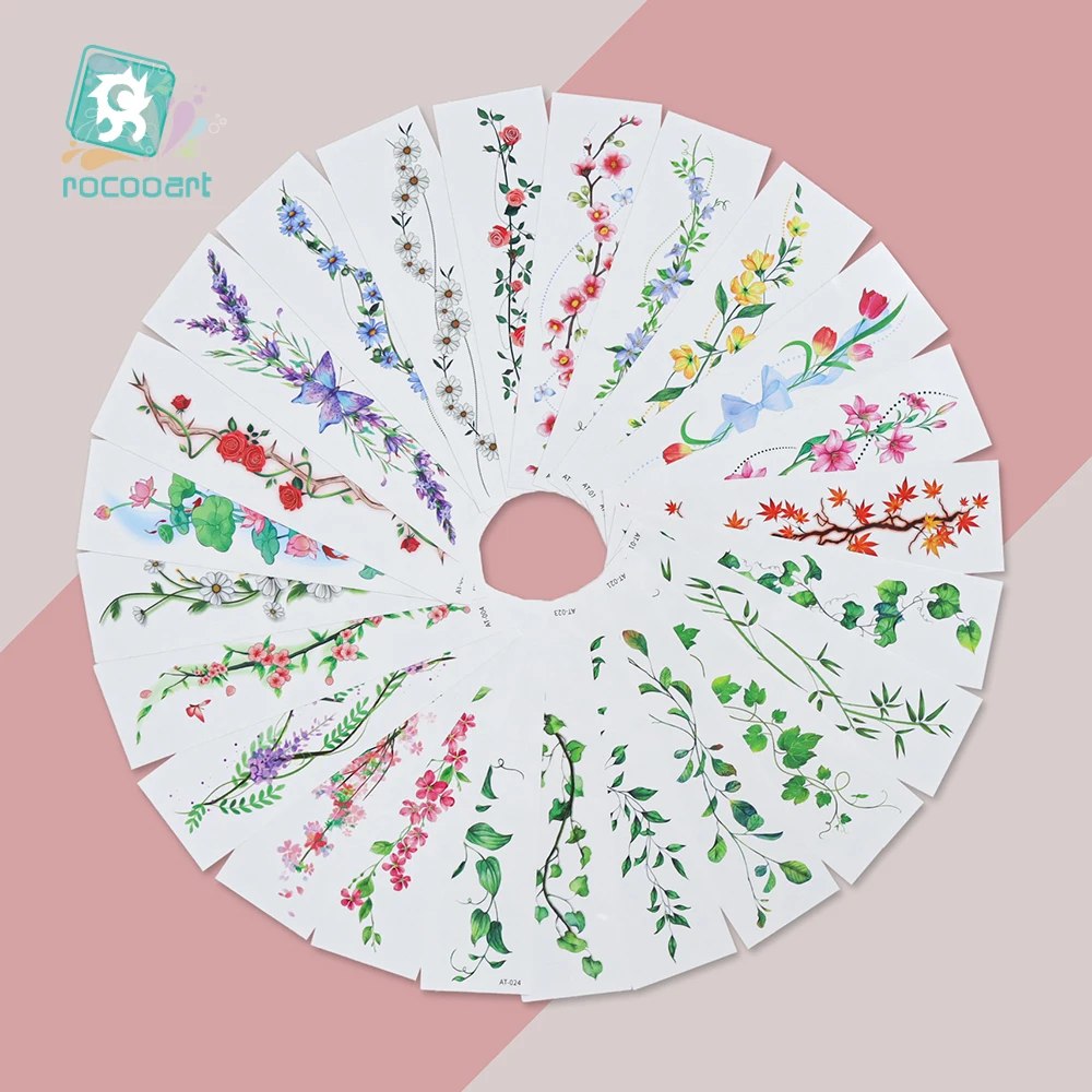 2 قطعة الوشم المؤقت زهرة للنساء الملونة واقعية ملصقات قابلة للإزالة للخصر الذراع الأيدي مثير وهمية الوشم للسيدات #6