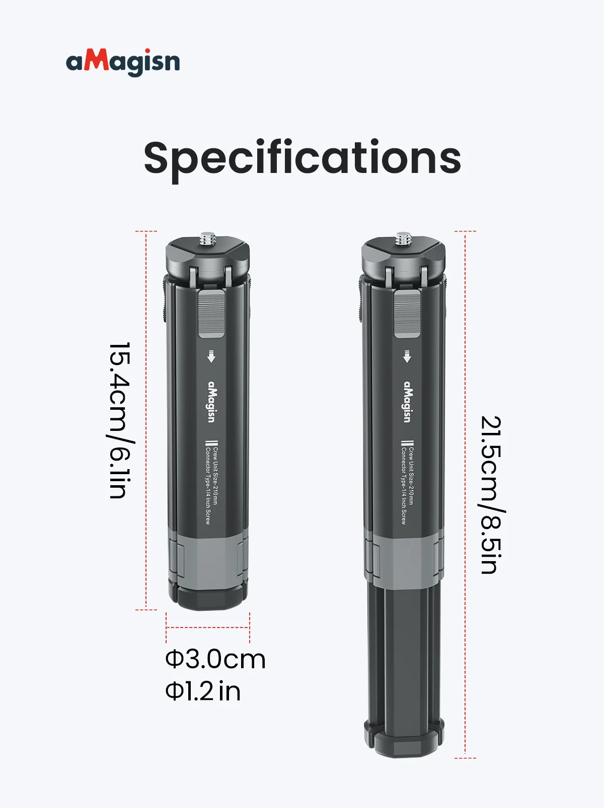 aMagisn Metall-Stativ mit Ausziehbaren Beinen in 2 Stufen, Stabilisierende Halterung für Insta360 X5 DJI Action 6 5pro GoPro 13 12 – Detail 12
