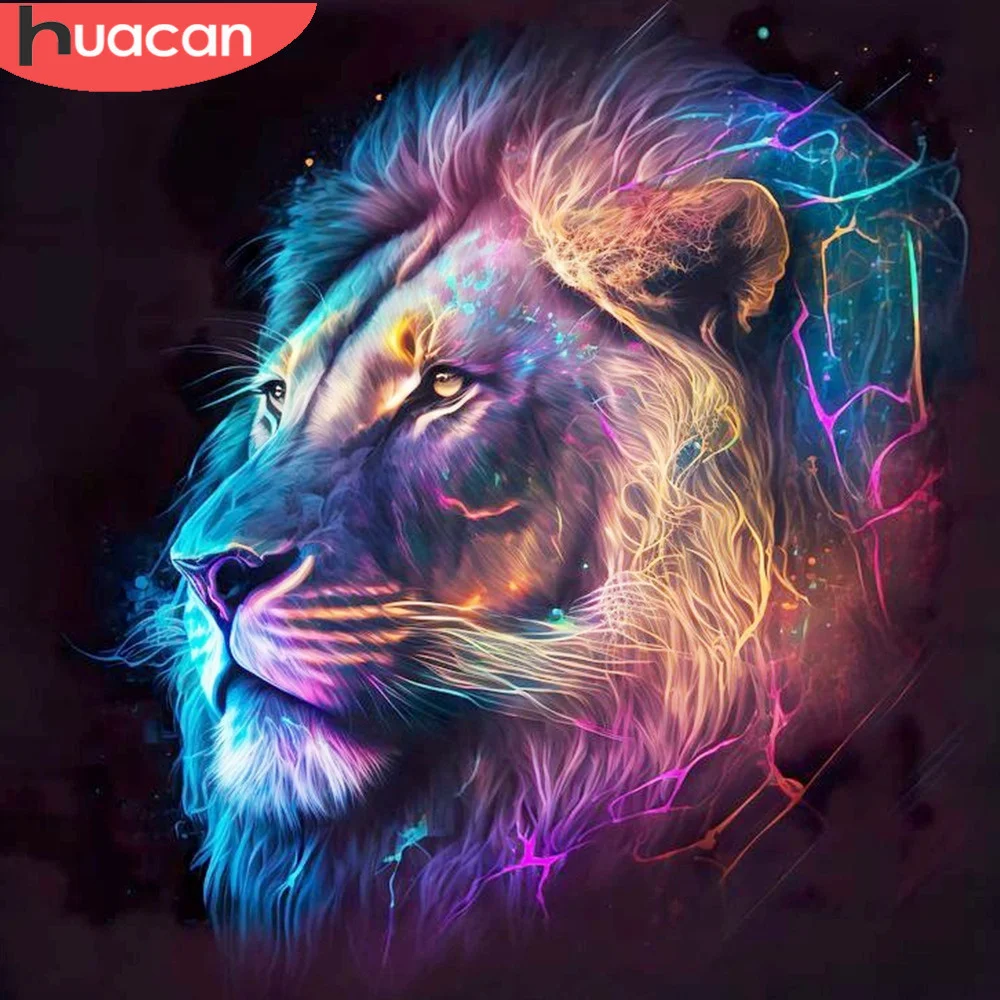 

Алмазная мозаика HUACAN, картина в виде льва, картины в виде животных, Новое поступление, ручная работа, персональный подарок