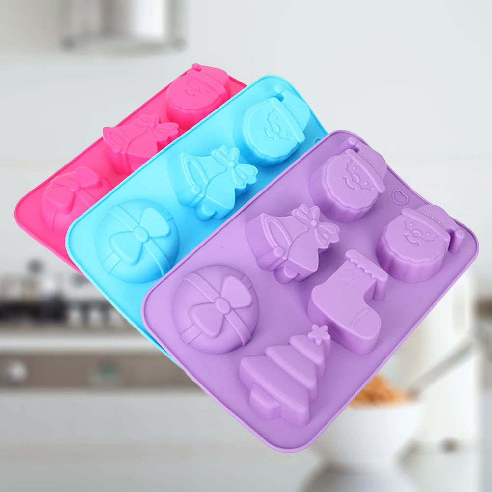 

Christmas Silicone Baking Mold DIY Cake Molds Santa Socks Tree Shape Non Toxic Non Stick Suitable For Chocolate Candy Ice Cube