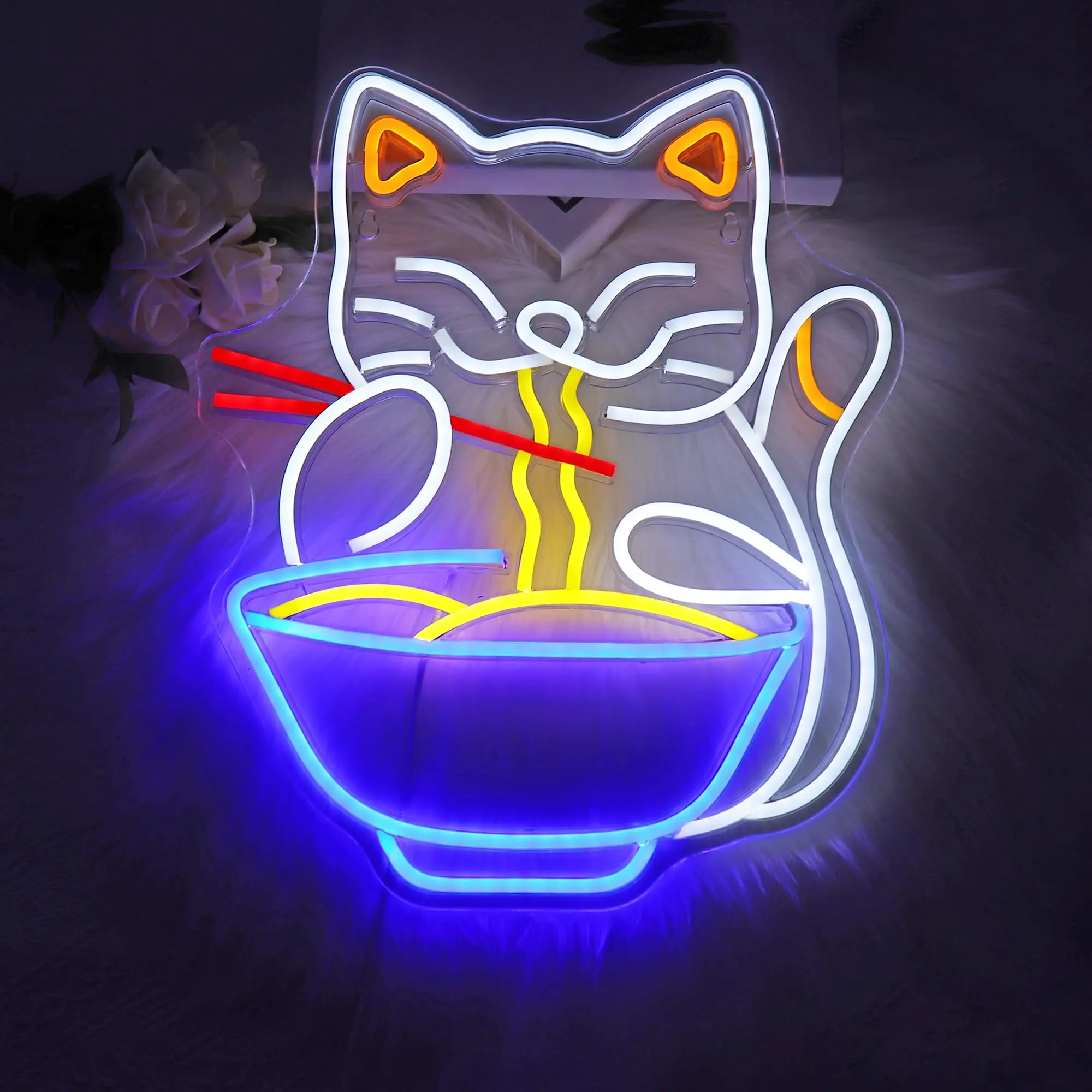 رامين النيون تسجيل المعكرونة ضوء غرفة ديكور عكس الضوء علامات Led لمطعم ديكور المطبخ قاعة الطعام نادي هدايا الحفلات #4