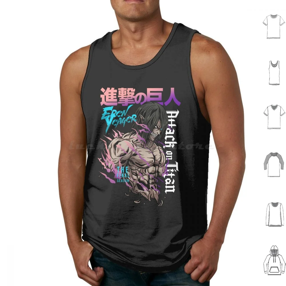 Tatakae! Graphic Tank Tops Print Cotton Anime Street Wear