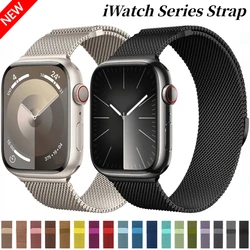 Correa magnética Milanese Loop para Apple Watch, pulsera de Metal para iWatch 9, 8, 7, 45mm, 41mm, Ultra 2, 49mm, 6, 5, 4, 3, SE, 44mm, 40mm