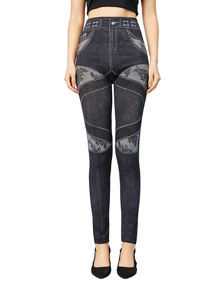 YSDNCHI-Jean en Maille à Imprimé Floral pour Femme, Leggings Taille Haute Sans Couture, Pantalon Crayon de Yoga, 2XL