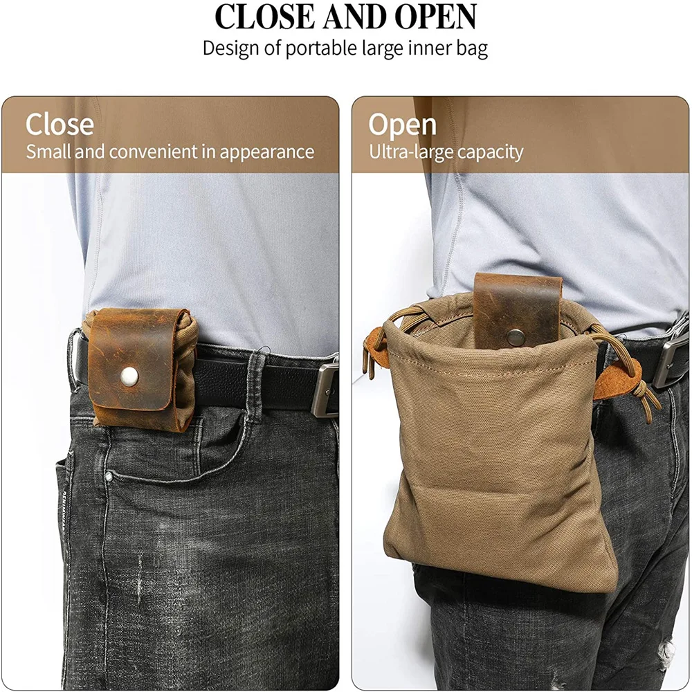 Novo portátil ao ar livre caminhadas saco de forragem frutas colheita bolsa dobrável berry puch armazenamento couro bushcraft lona saco acampamento