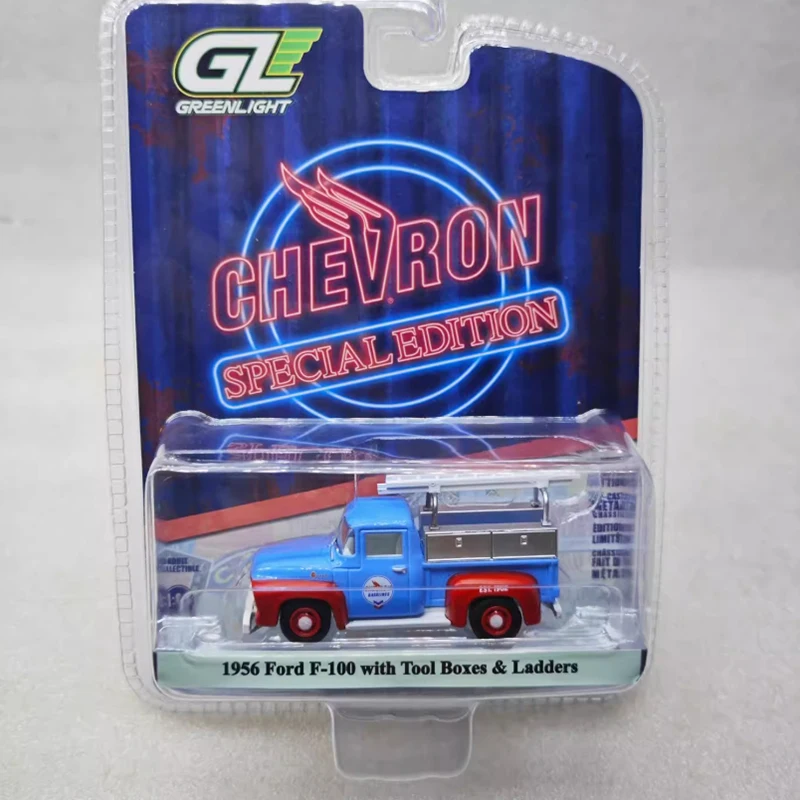 

Greenlight Diecast Alloy 1:64 1956 F-100 with Tool Boxes & Ladders Car Model Static Decoration Collectibles Gift Toys