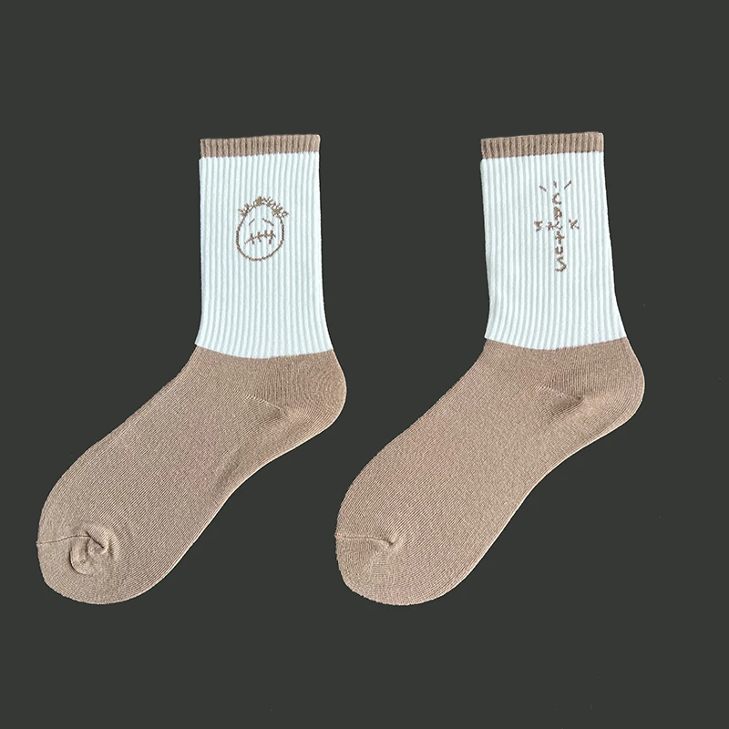 Herrensocken 3 Paar/Box Cactus Jack Socken Baumwolle Sport Hip Hop Basketball Skateboard Braun/Gelb Sockken Großhandel Herren Geschenk – Detail 10