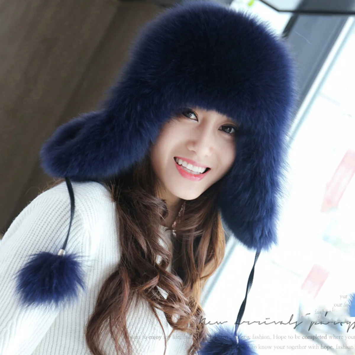 ريال فوكس الفراء إيرفلاب قبعة روسيا الشتاء اكسسوارات الدافئة حقيقية الثعلب الفراء الكرة منفذها القبعات 2026 جديد FEIMANUAN #2