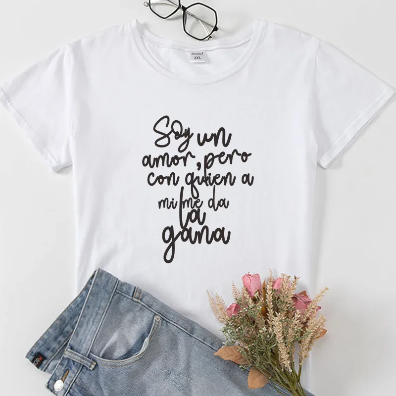 Spanish Phrase camiseta mujer Short sleeve Women T-shirts Aesthetic Graphic Print clothes shirts lady tshirt mujer camisetas