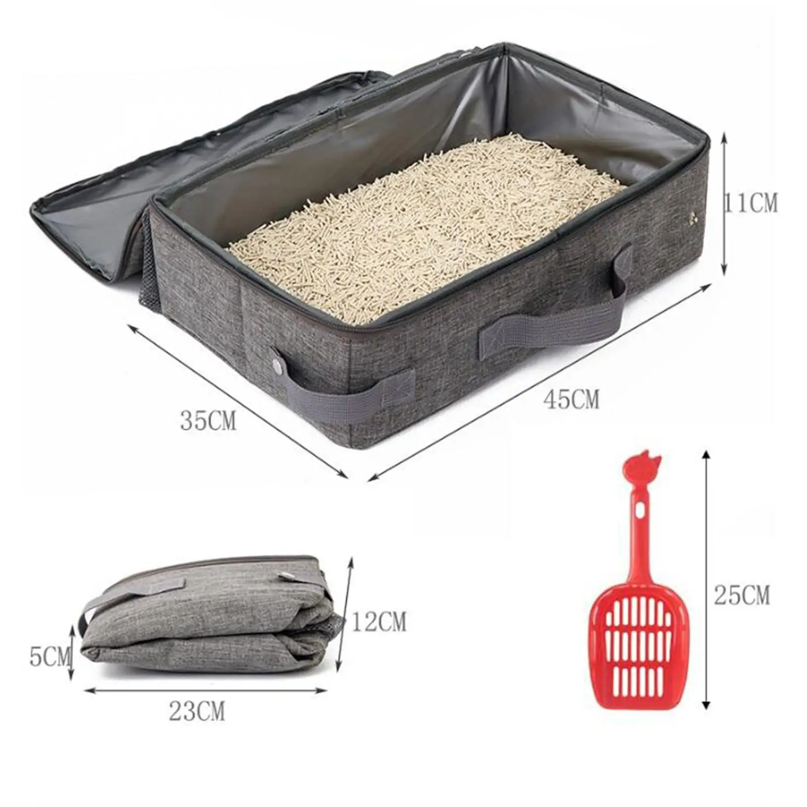 Immagine 7: Lettiera da viaggio per gatti Lettiera portatile per gatti con coperchio per auto leggera
