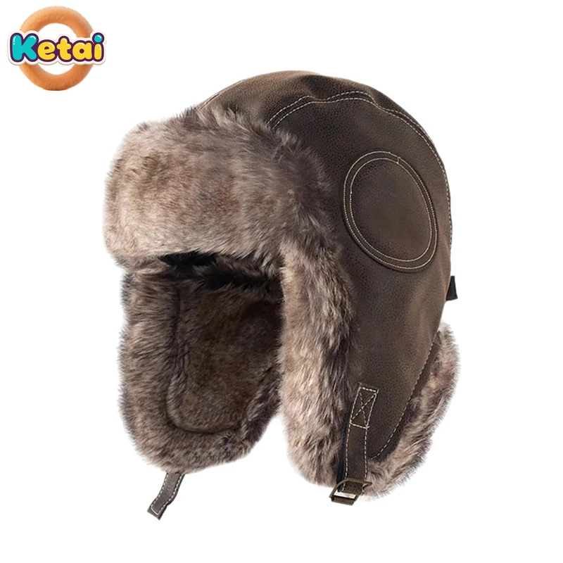 Ledermütze, Lei Feng-Mütze, dicke warme Wintermütze für Herren, modischer und multifunktionaler Anti-Kälte- und Warmer Gehörschutz