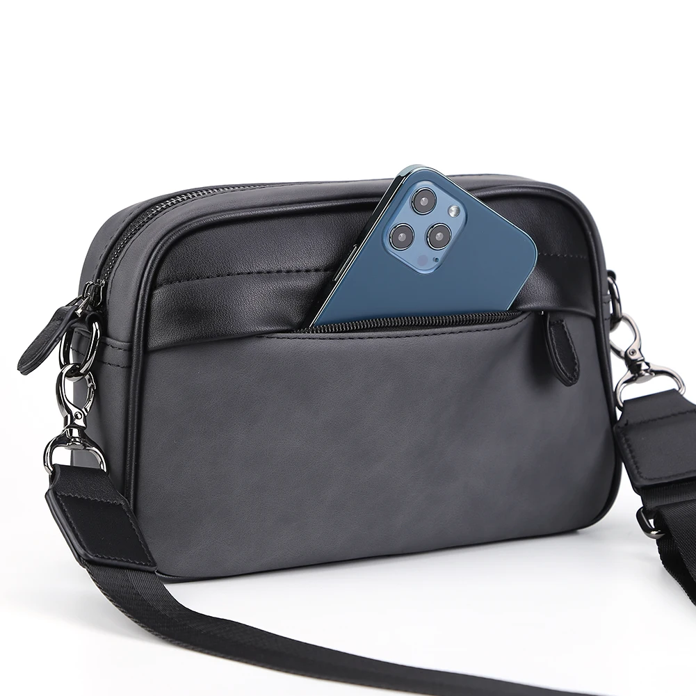 

Casual Business Shoulder Purse Classic Pattern Men Crossbody Bags Wide Strap Messenger Bag Small Square Plaid Male Sling Handbag