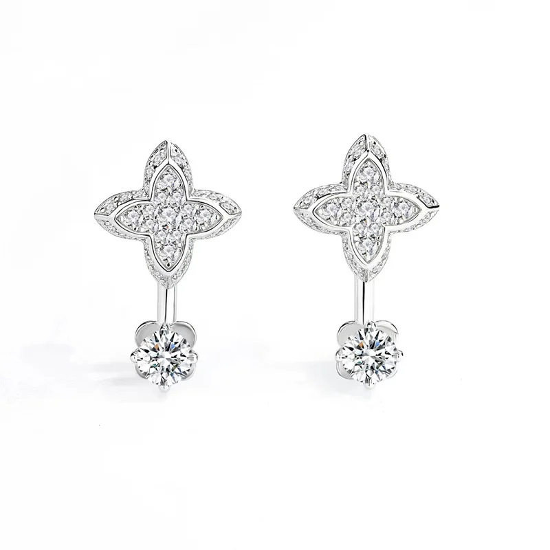 

French style four leaf clover earrings with elegant goddess style, light luxury and high matching feeling, earrings