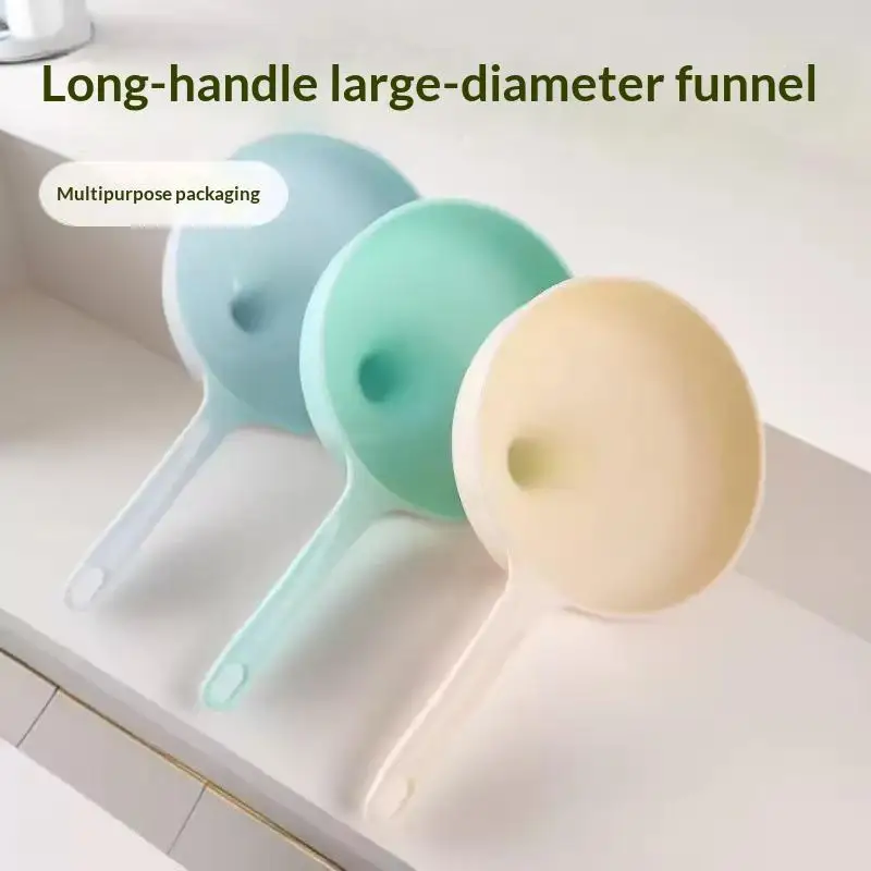 Hot Sale 1/5pcs Wheat Straw Large Caliber Kitchen Funnels Wiith Handle Food Grade Funnels For Kitchen Liquid Separation