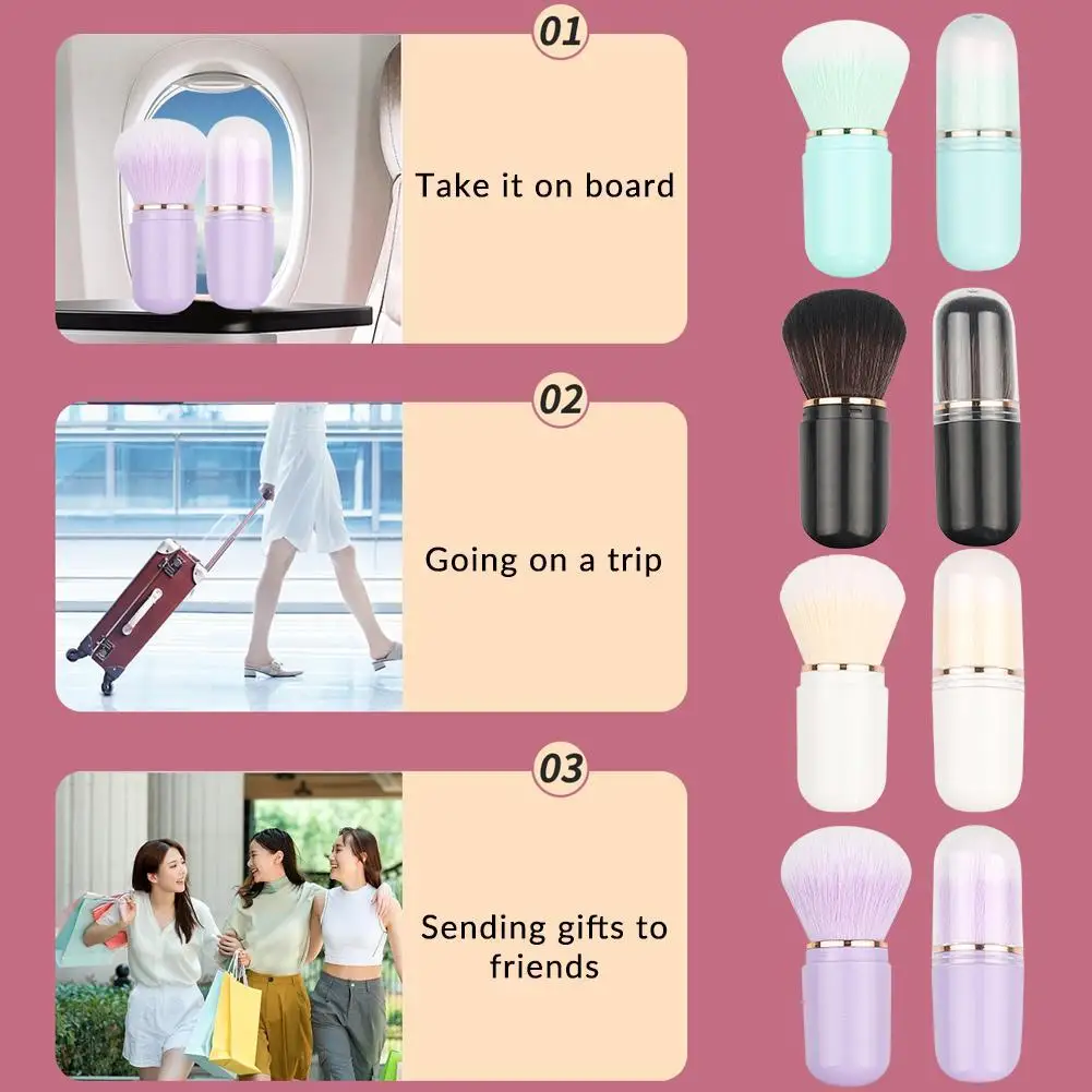 Professional Makeup Brushes Retractable Blusher Powder Kabuki Makeup Face Brush Concealer Foundation Tools Cosmetic V7Q0