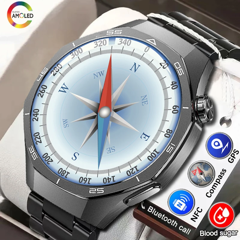 For Huawei GT5 Pro GPS Smart Watch Men AMOLED HD Screen Heart rate Bluetooth Call NFC IP68 Waterproof Healthy Smartwatch Man New