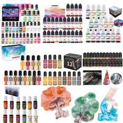 1set Art Ink Alcohol Epoxy Resin Pigment Kit Epoxy Resin Diffusion Pigment Liquid Mixed With Resin AB Glun Dyeing Jewelry Making