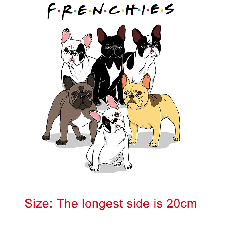 Iron on French Bulldog Patches for Clothes DIY T-shirt Dress Bag Applique Heat Transfer Vinyl Stickers Thermal Press Personalise