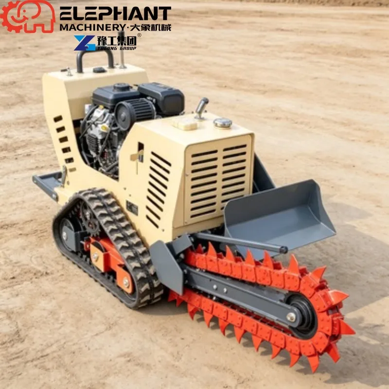 Tracked Ditcher, Self-propelled Crawler Trencher With Backfill Rotary Tiller For Orchard Trenching Work