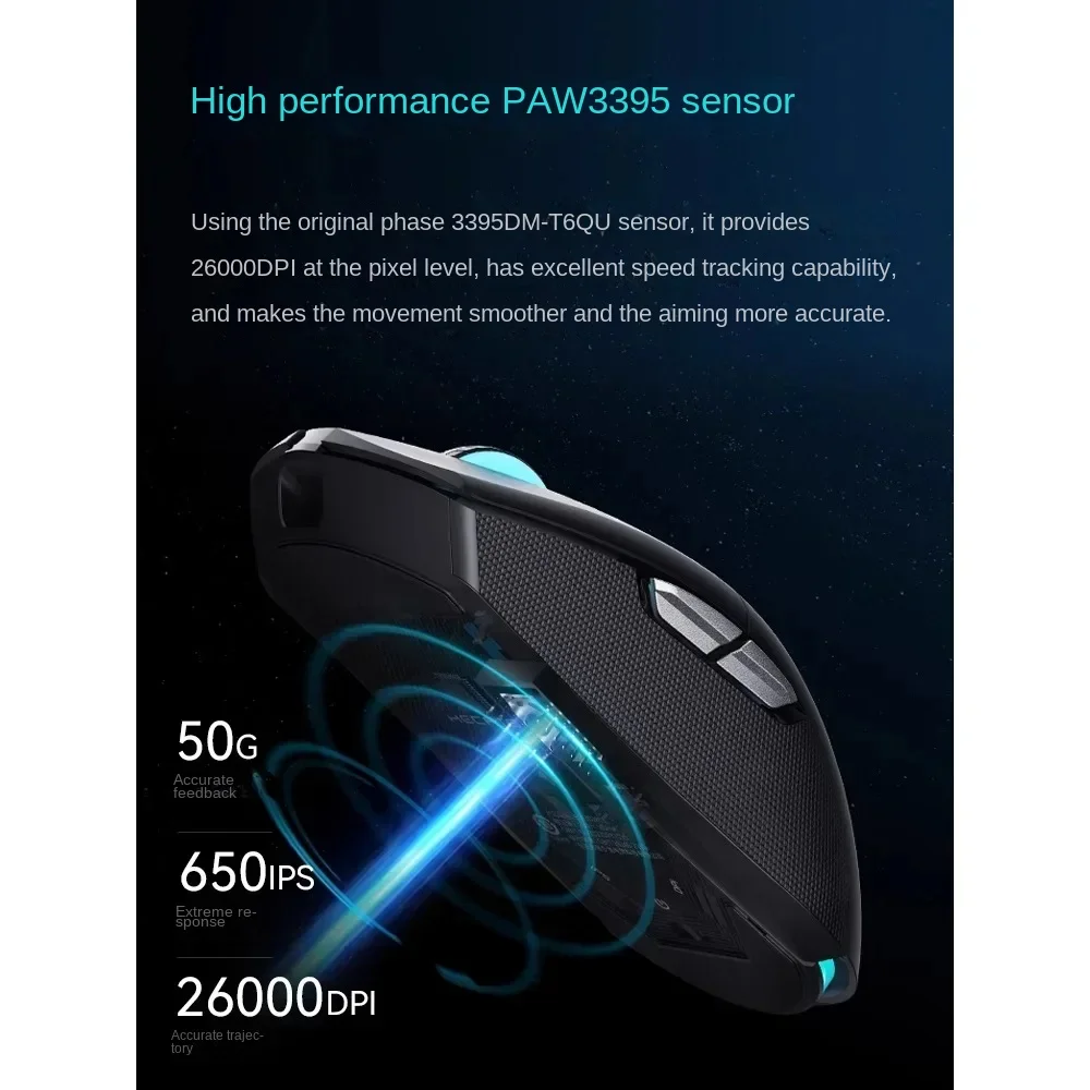 HECATE G4MPRO Wireless Bluetooth Mouse Flash Speed PAW3395 2.4G Type-C Macro 26K DPI 500mAh for PC Notebook Office FPS Gaming