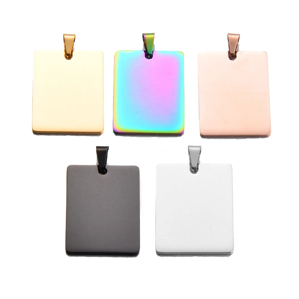 3pcs unique 5 Colors Rectangle  Military Army Style Stainless Steel Dog Tags Chain Mens Pendant Necklace Jewelry