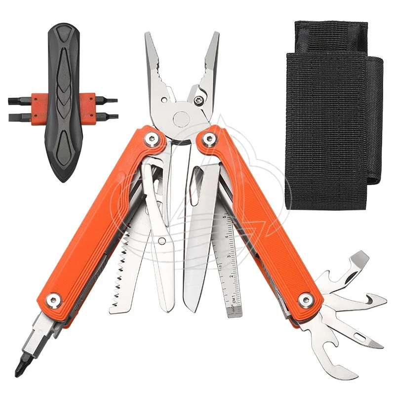 Portable Folding Multi Tool G10 Handle Plier Knife Shear Outdoor Survival Gear