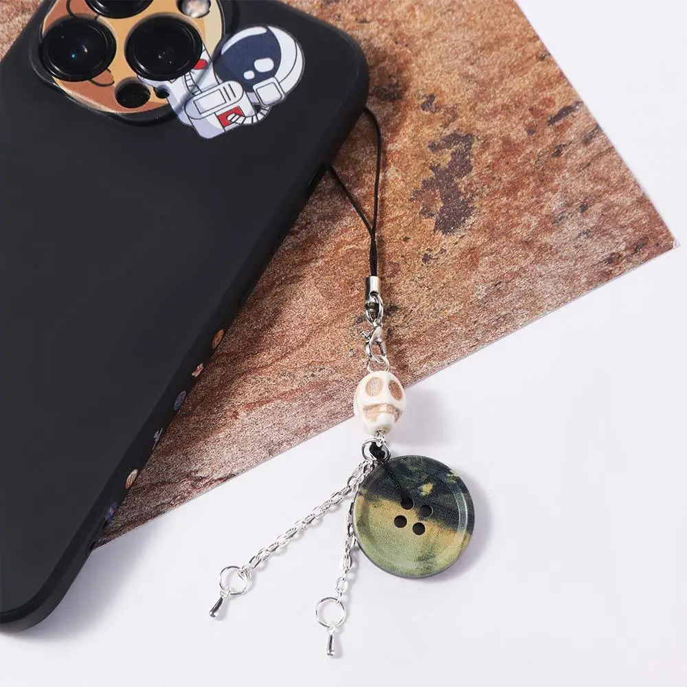 

Vintage Skull Button Pendant Phone Charm Bag Decoration Y2K Phone Chain Anti-lost Hanging Rope Phone Lanyards Backpack