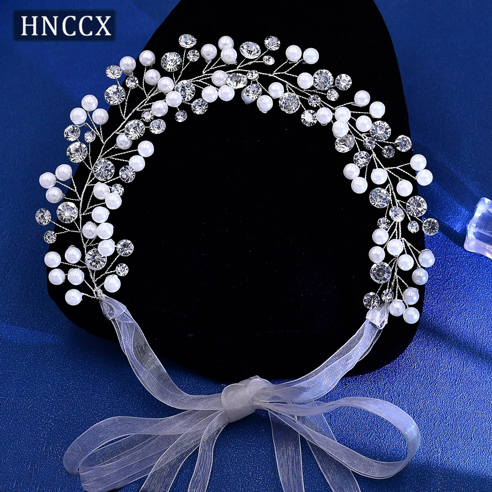 HNCCX Silver Color Wedding Headband Simplicity Daily Women Pearl Hairband Bride Headpiece Handmade Hair Accessories CP737