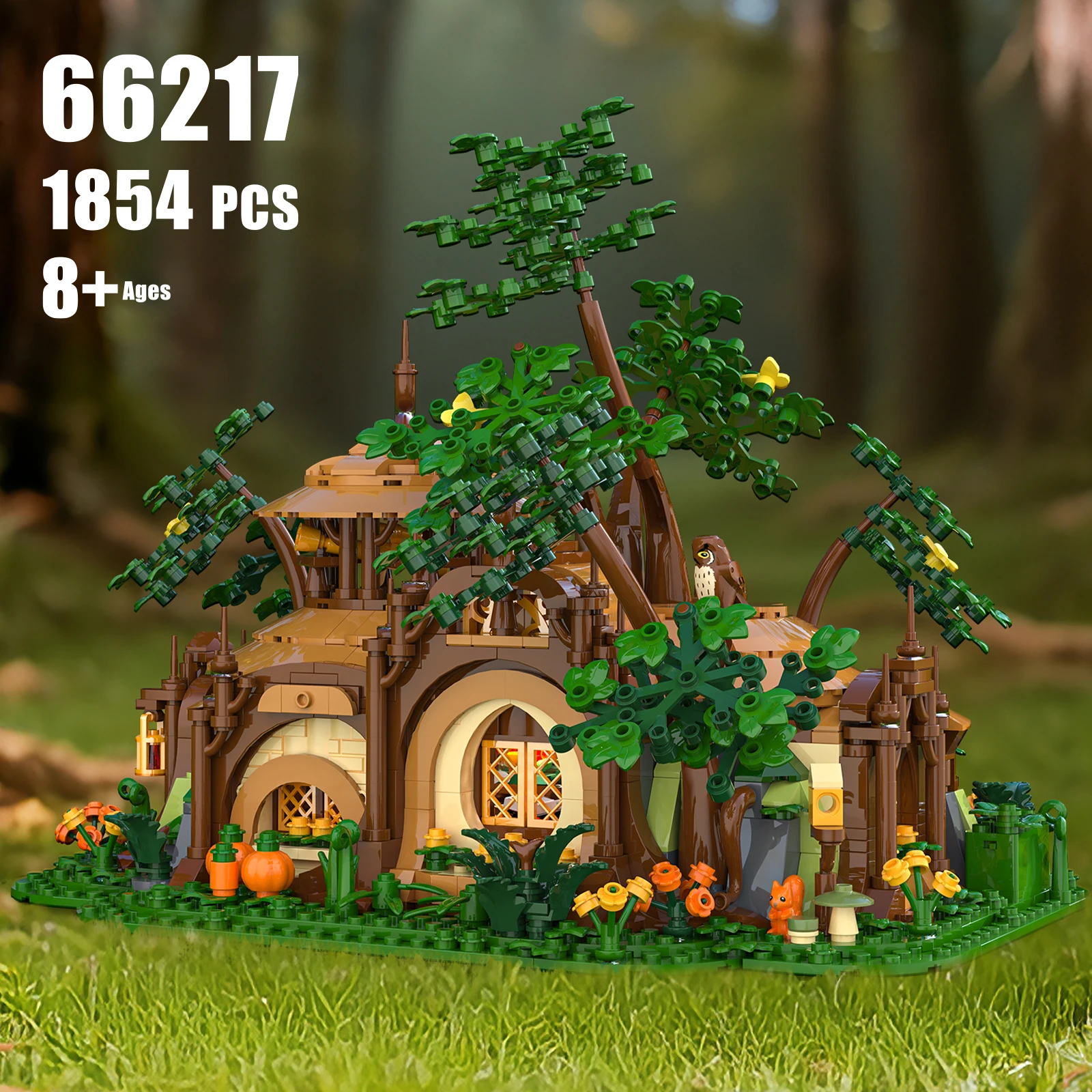 

Набор строительных блоков MOC Illuminated Jungle Haven, 1854 детали, новая серия 2026 года с подсветкой, модель для домашнего декора и подарок для всех.