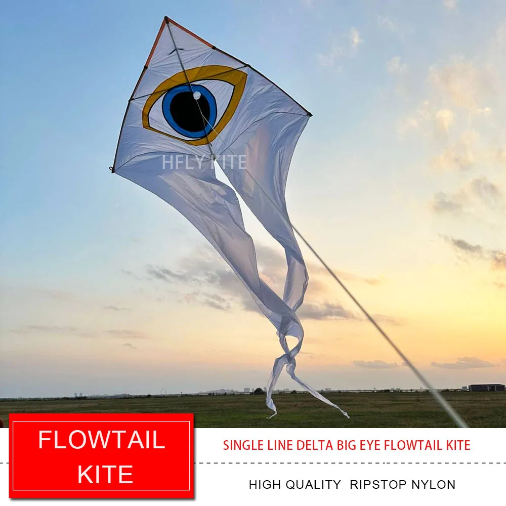 HFLY Nuovo arrivo Linea singola Big Eye Flowtail Kite per adulti Nylon 40D di alta qualità Design moderno Delta Kites con code lunghe