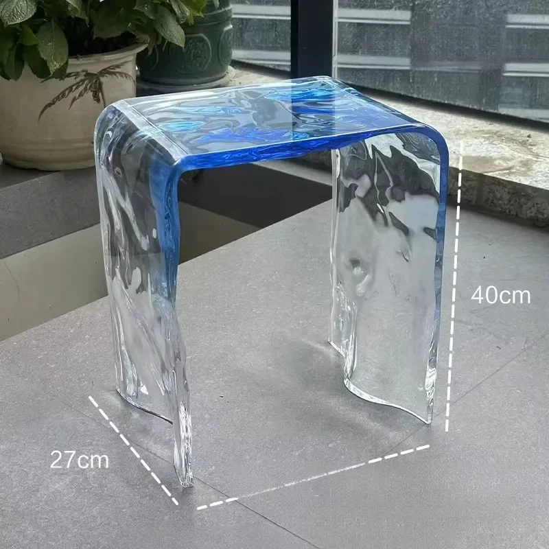 Small Acrylic Transparent Simple Portable Lightweight Eco-friendly Rainbow Cube Stool Luxury Living Room Furniture