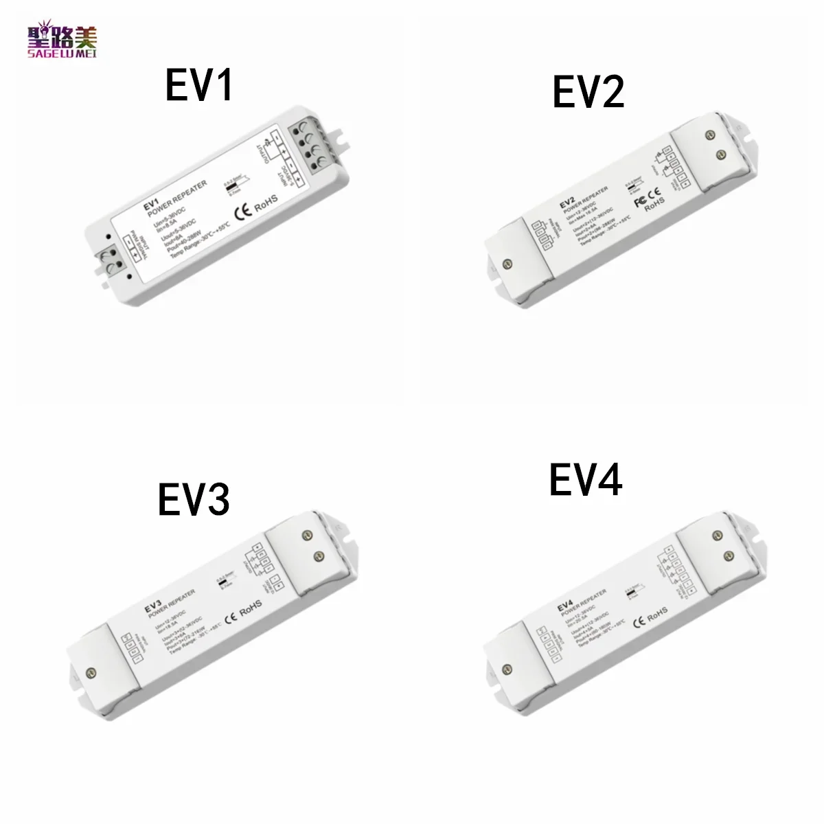 1 2 3 4 Channel Constant Voltage Power Repeater PWM Signal Amplifier Controller For Single Color/CCT/RGB/RGBW LED Strip Lights