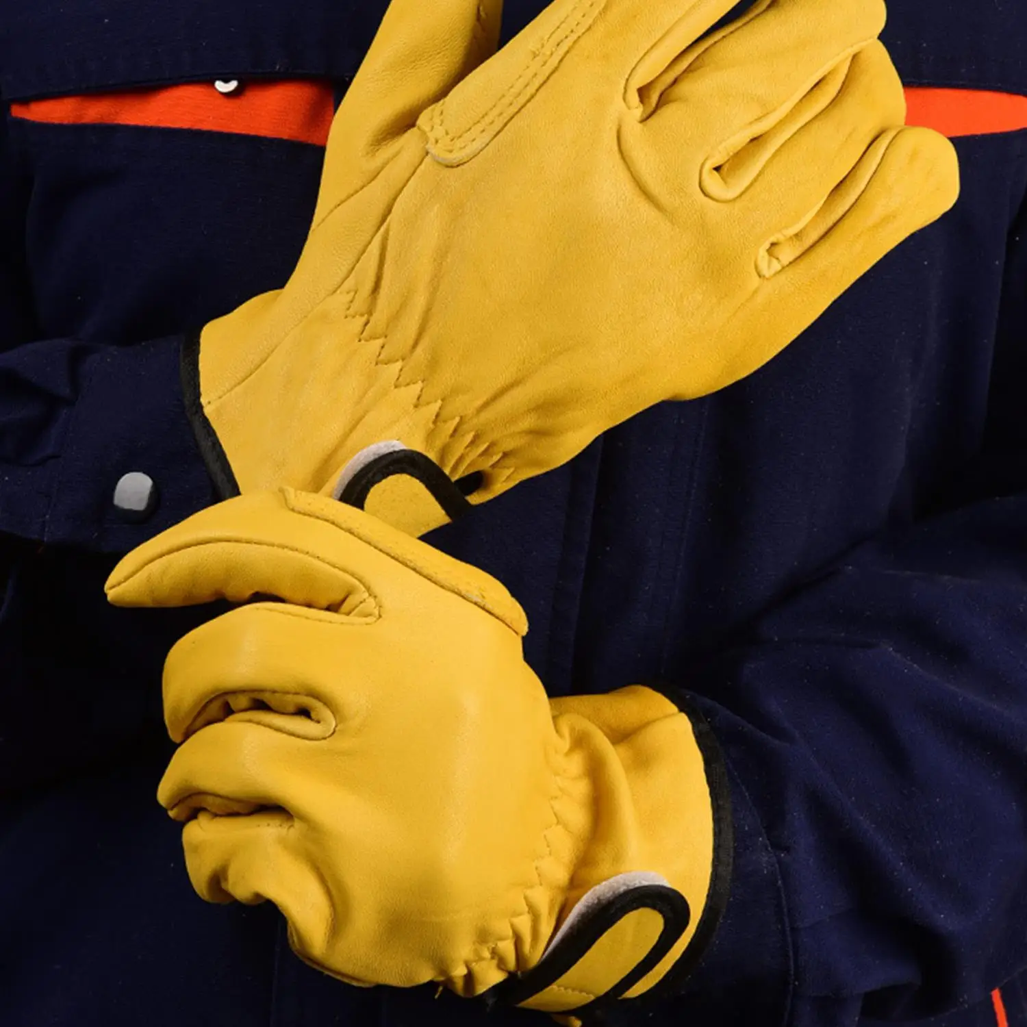 Work Gloves Leather Workers Work Welding Safety Protection Garden Sports Motorcycle Driver Wear-resistant Gloves Average Code